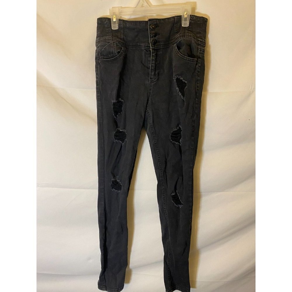 Fringe Goth Women’s size 9 Black jeans Distressed Stretch Emo Destroyed